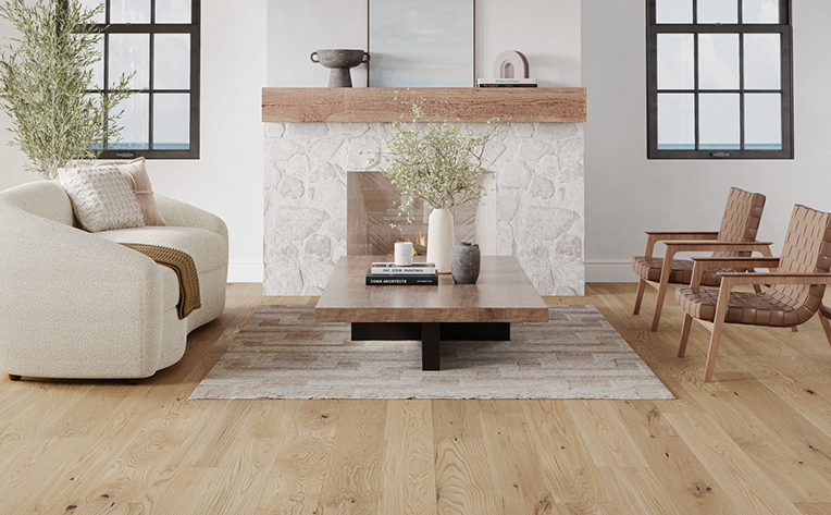 scandinavian flooring in living room